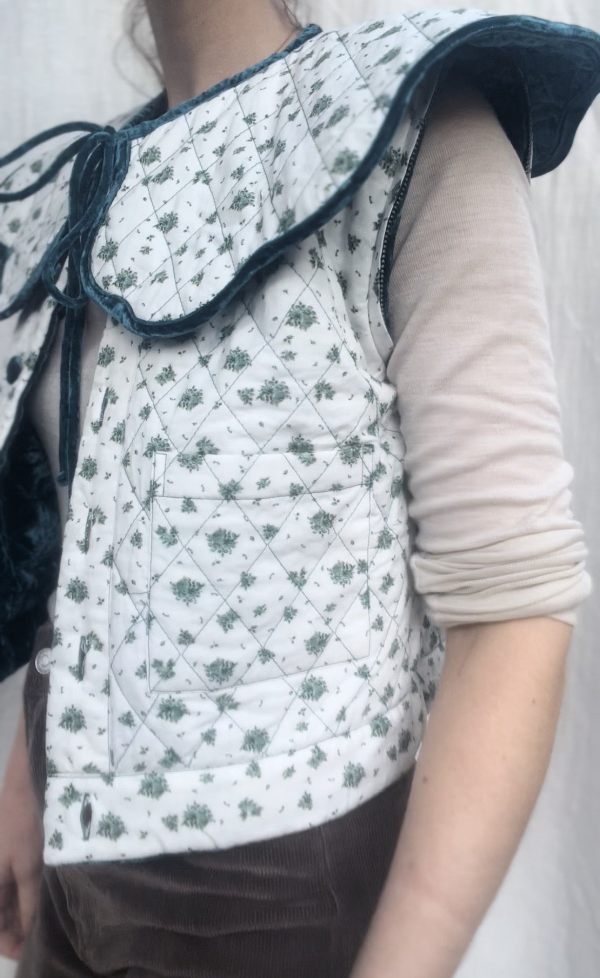 SECOND - PEMBROKE CROP REVERSIBLE QUILTED JACKET/VEST XS
