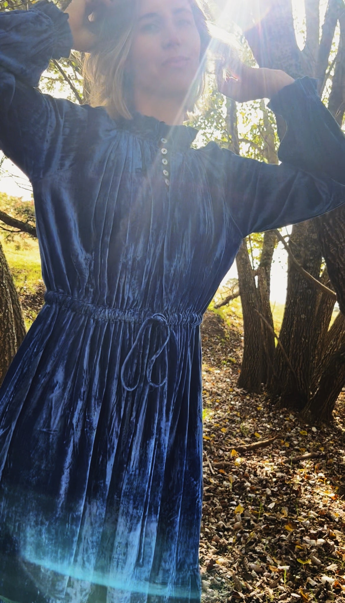 PRAIRIE DRESS BLUE VELVET