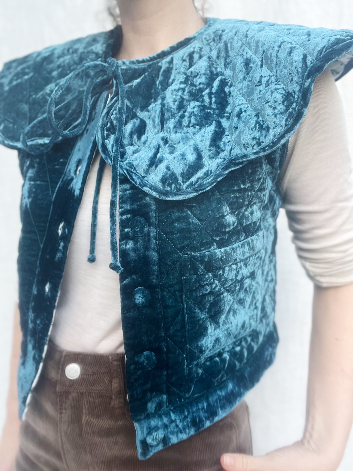 SECOND - PEMBROKE CROP REVERSIBLE QUILTED JACKET/VEST XS