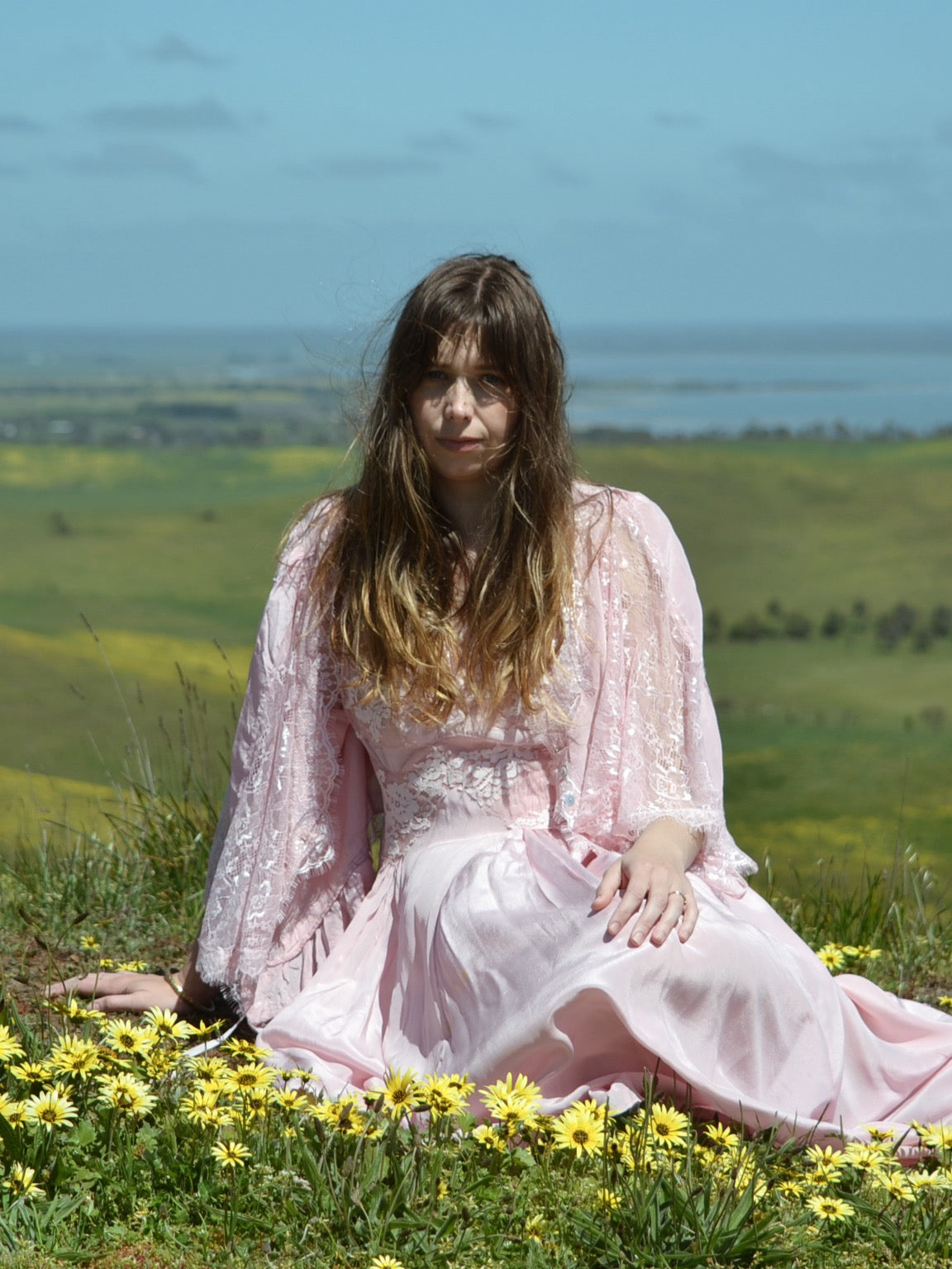 AMORET SILK CAPELET BLOUSE - PASTEL PINK