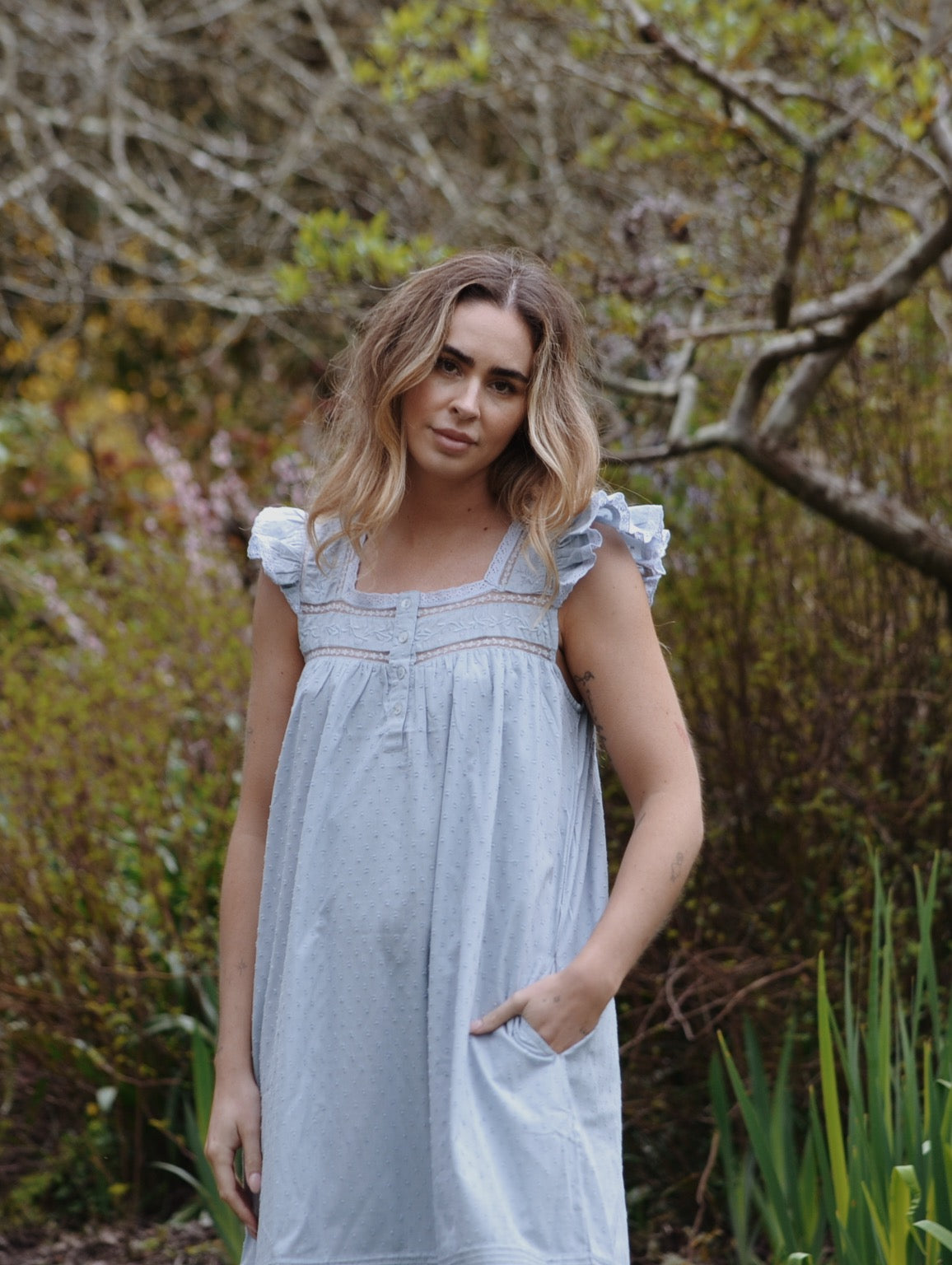 100% RECYCLED COTTON - ALICE DRESS - PASTEL BLUE