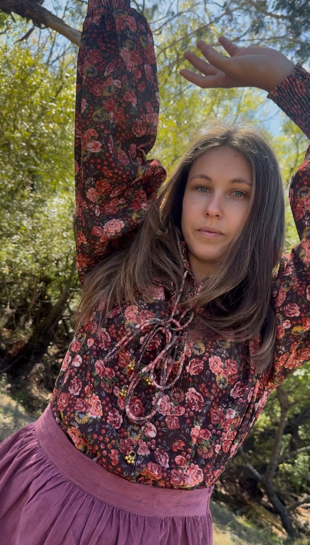 100% RECYCLED COTTON CORDUROY- BAMBI BLOUSE AUTUMNAL FLORAL