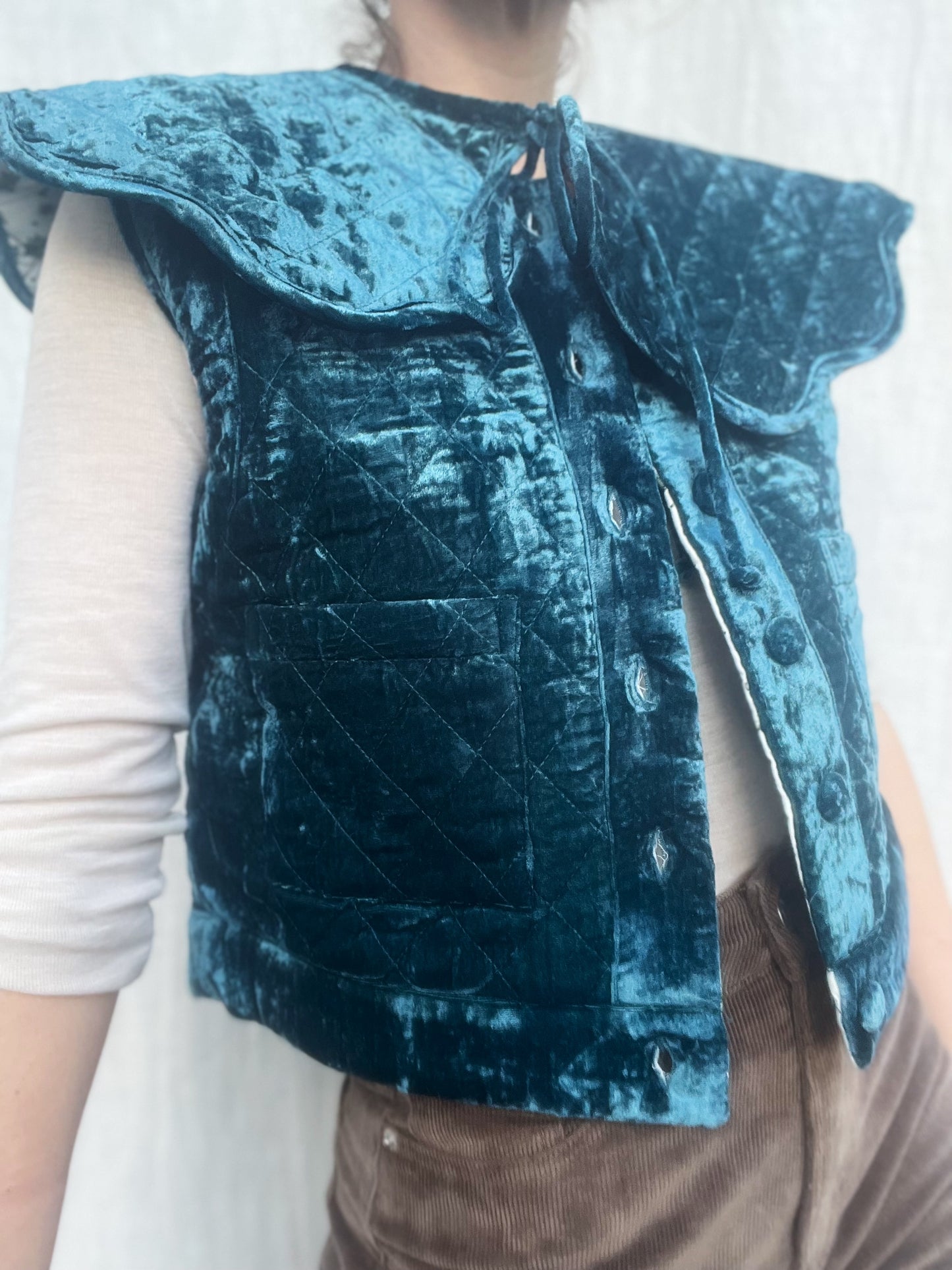 SECOND - PEMBROKE CROP REVERSIBLE QUILTED JACKET/VEST XS