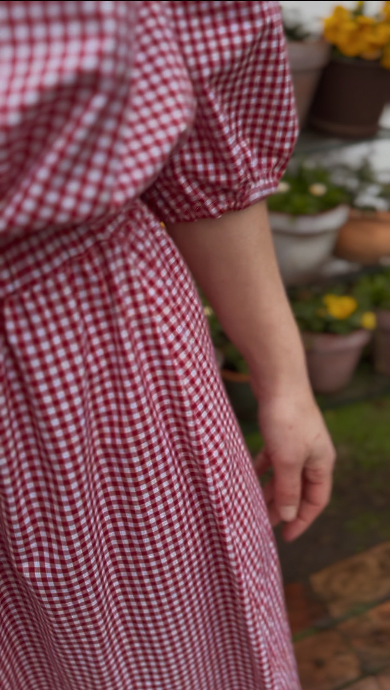 ANYA SMOCK BLOUSE RED GINGHAM
