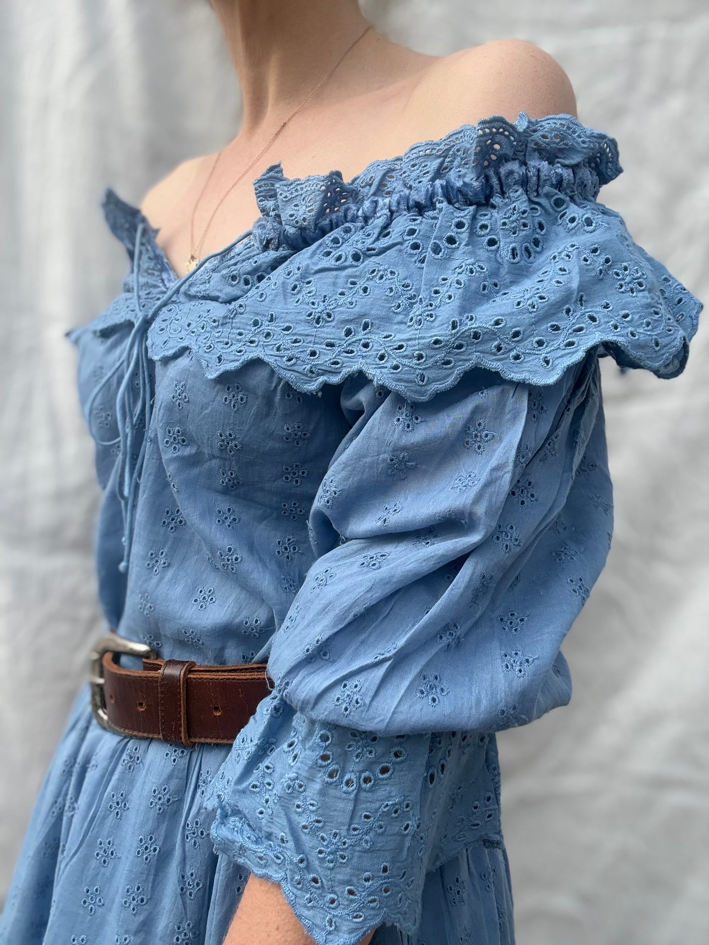 100% RECYCLED COTTON - MARIONETTE DRESS CORNFLOWER BLUE