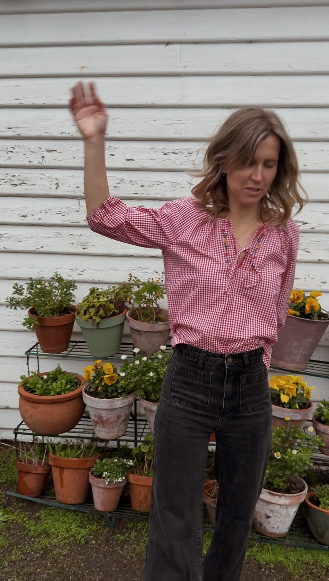 ANYA SMOCK BLOUSE RED GINGHAM
