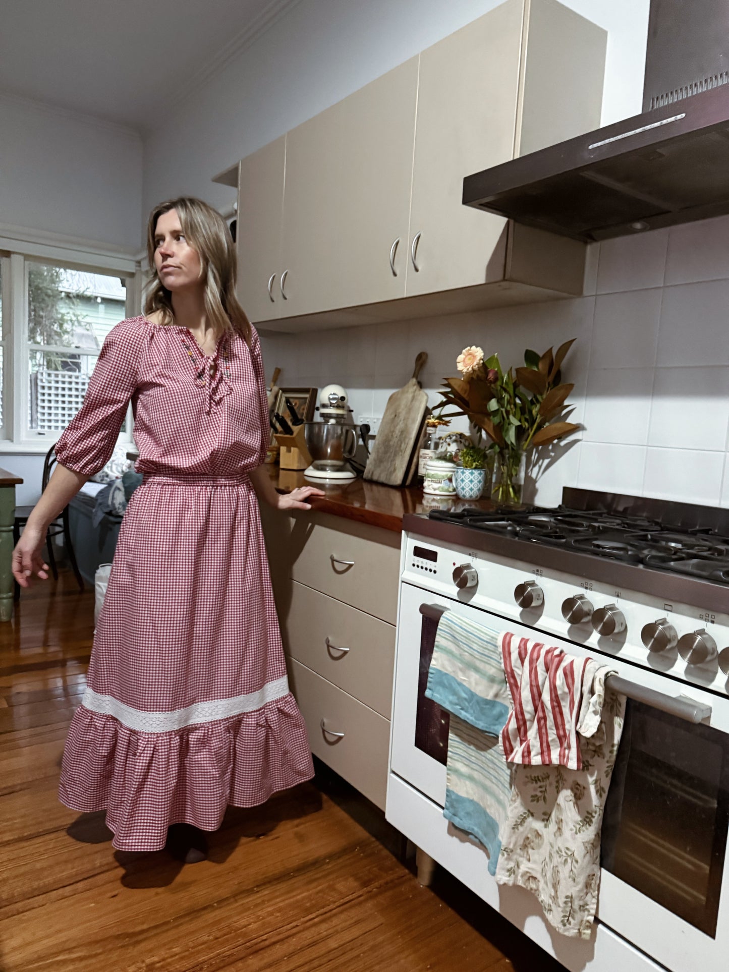 ANYA SMOCK BLOUSE RED GINGHAM
