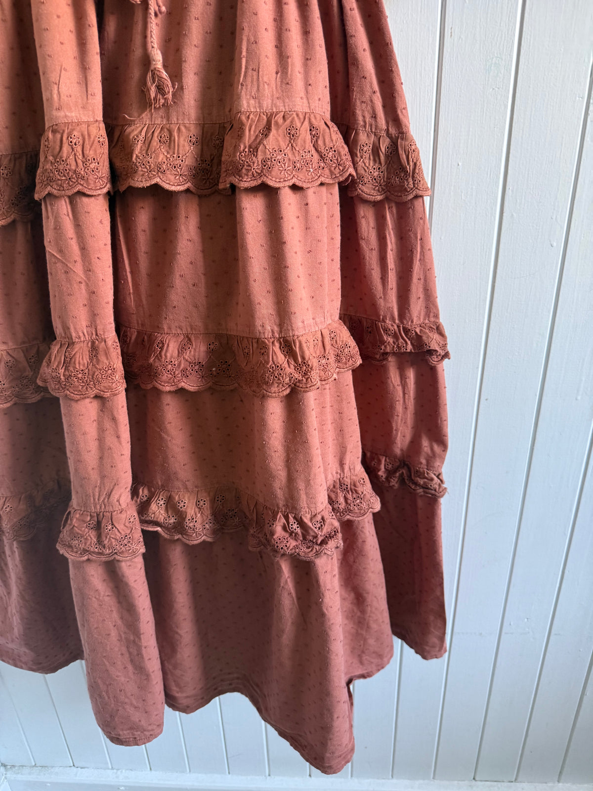 PRELOVED - LITTÉRAIRE RUST COTTON LACE DRESS XL