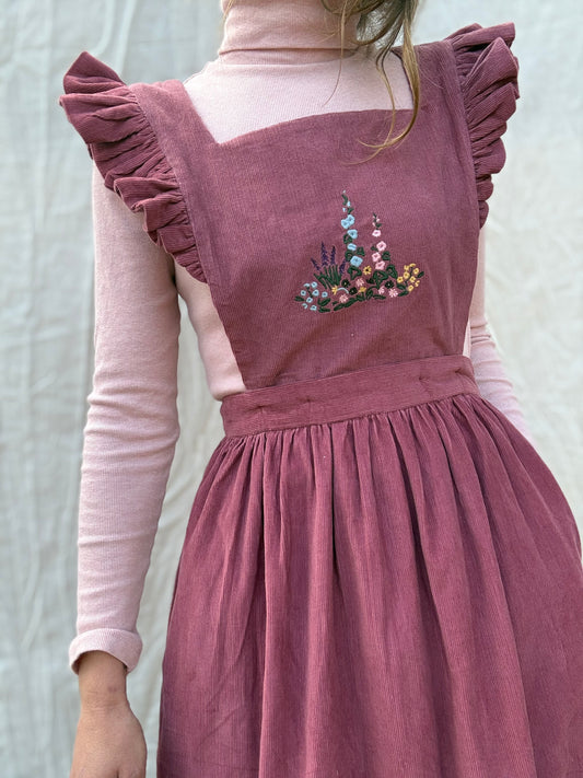 100% RECYCLED COTTON - ANOUK RUFFLE PINAFORE/SKIRT CORDUROY