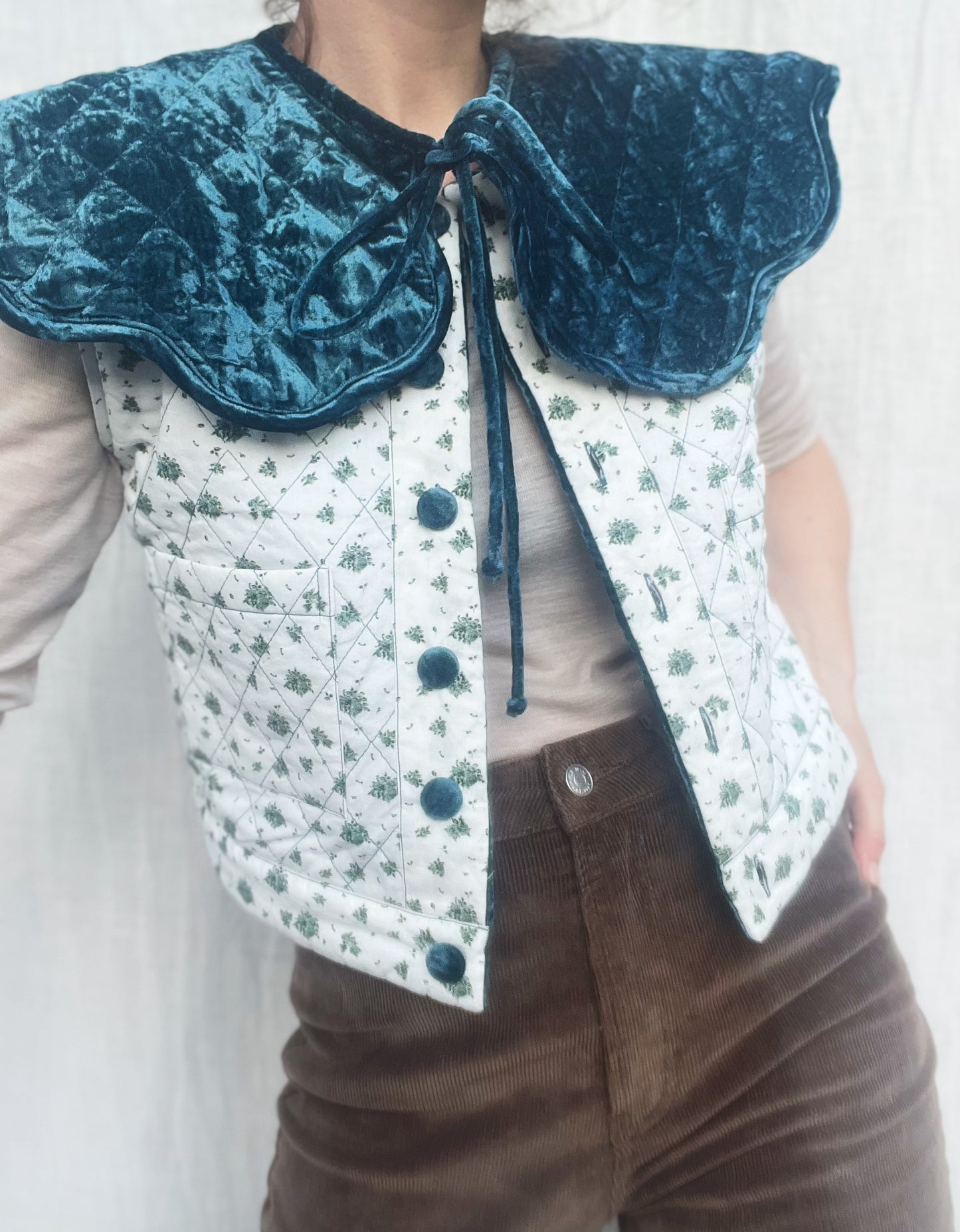 SECOND - PEMBROKE CROP REVERSIBLE QUILTED JACKET/VEST XS