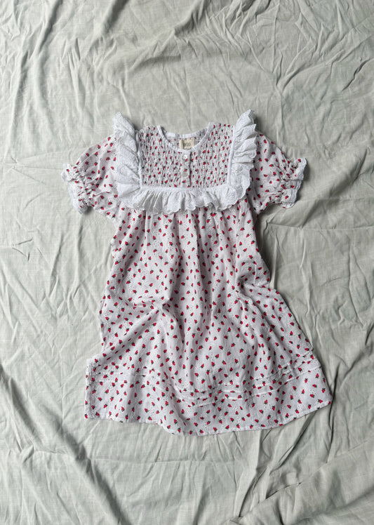PREORDER - 100% RECYCLED COTTON - ANNABELLE GIRL'S STRAWBERRY DRESS