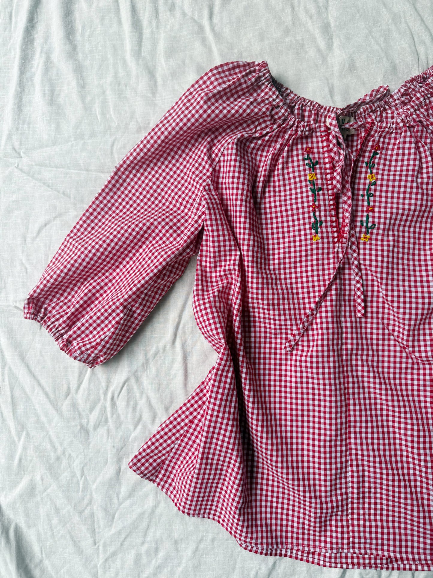 ANYA SMOCK BLOUSE RED GINGHAM
