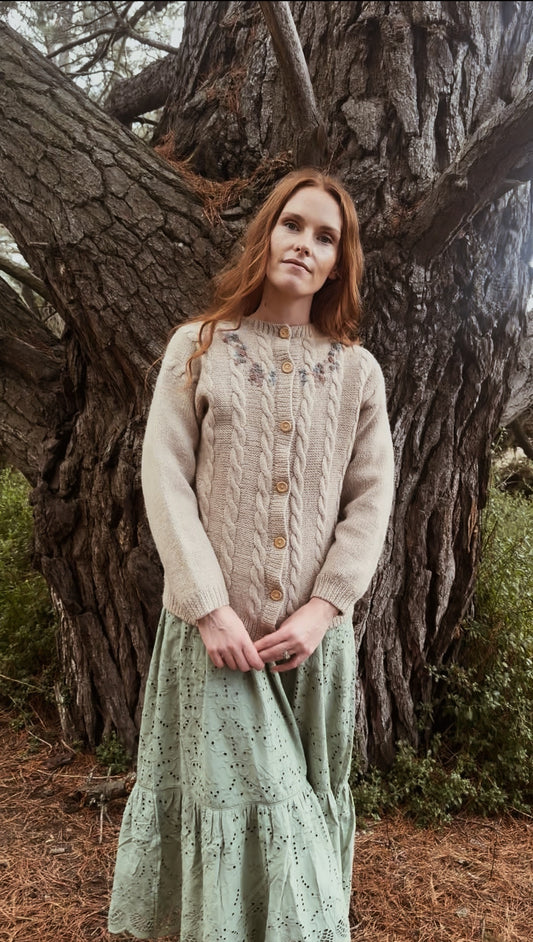 VINTAGE WOOL LINTEX EMBROIDERED CARDIGAN