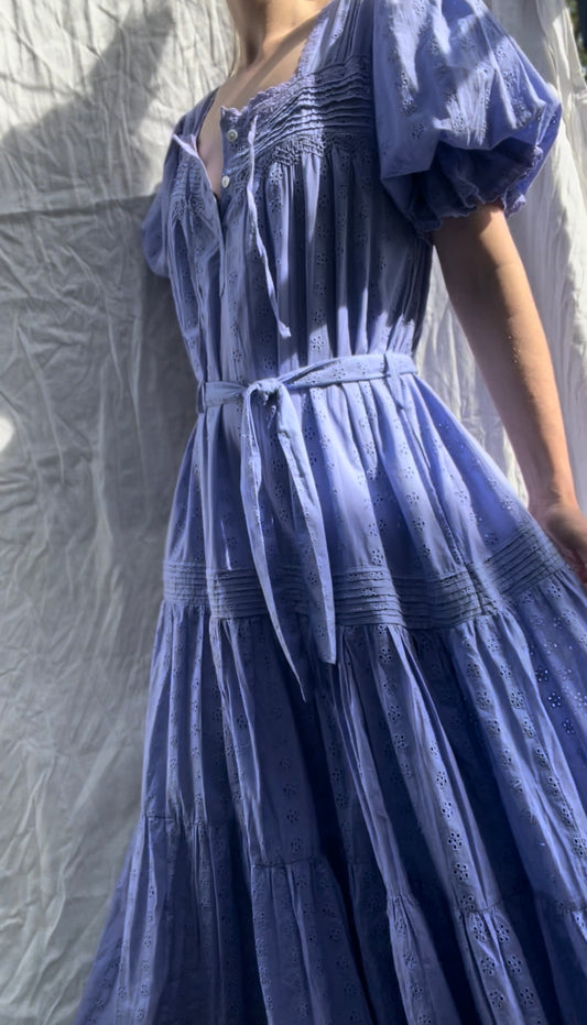 PRELOVED - 100% RECYCLED COTTON - MORNING SONG HAND SMOCKED TIERED DRESS - VERI PERI LARGE