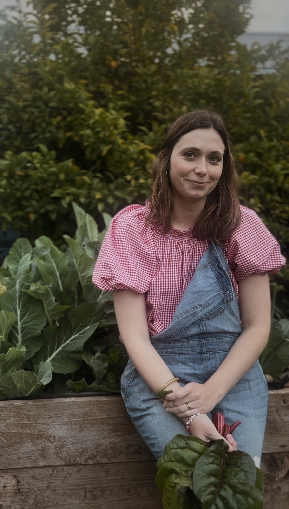 ANYA SMOCK BLOUSE RED GINGHAM COTTON