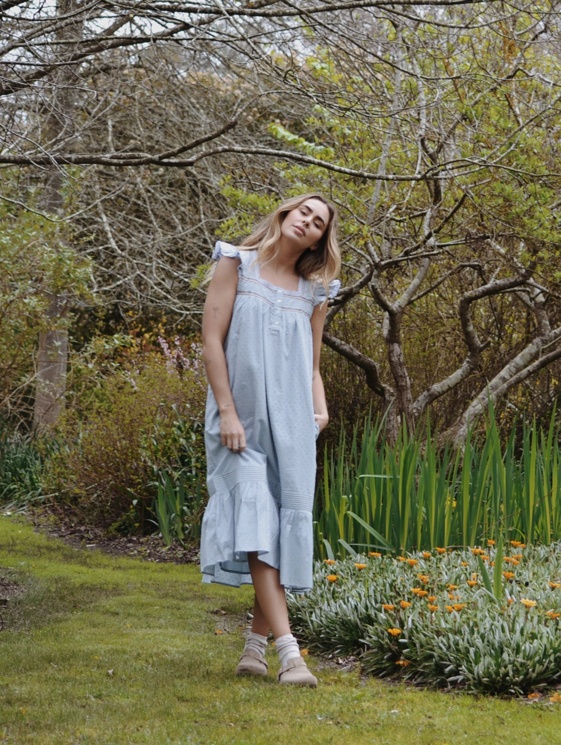 100% RECYCLED COTTON - ALICE DRESS - PASTEL BLUE
