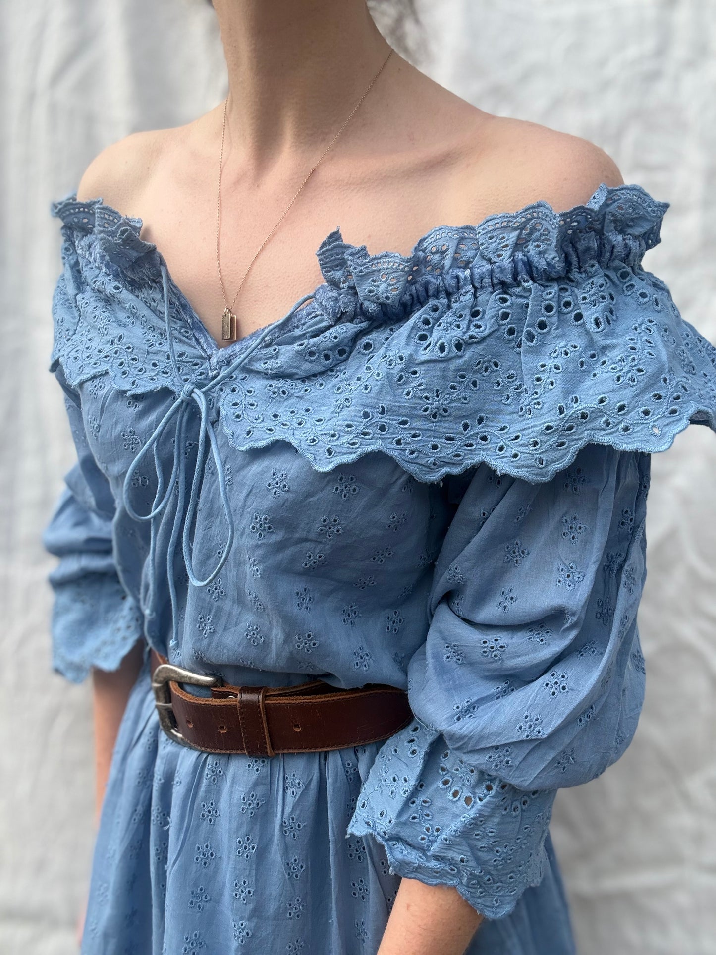 100% RECYCLED COTTON - MARIONETTE DRESS CORNFLOWER BLUE