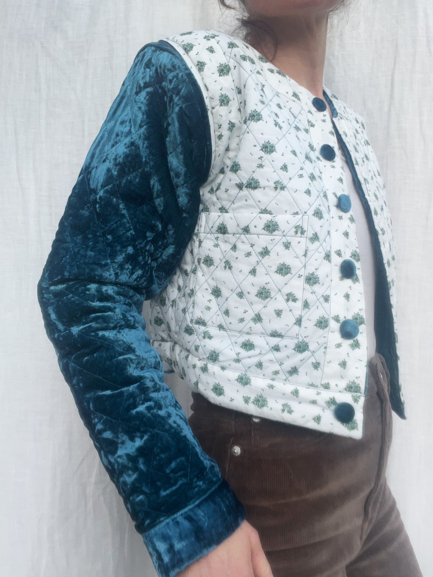 SECOND - PEMBROKE CROP REVERSIBLE QUILTED JACKET/VEST XS