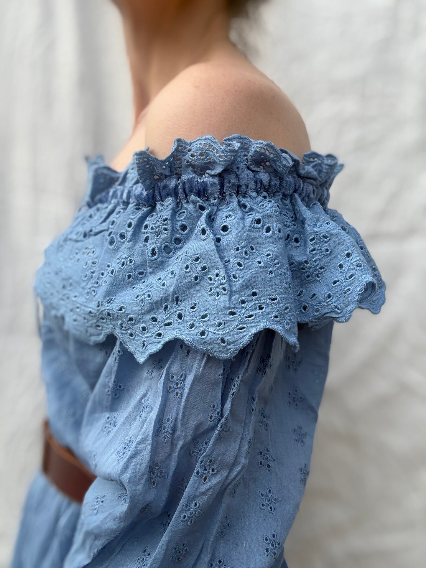 100% RECYCLED COTTON - MARIONETTE DRESS CORNFLOWER BLUE