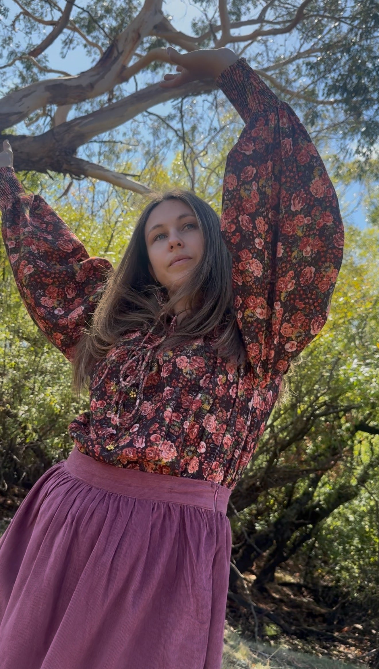 100% RECYCLED COTTON CORDUROY- BAMBI BLOUSE AUTUMNAL FLORAL