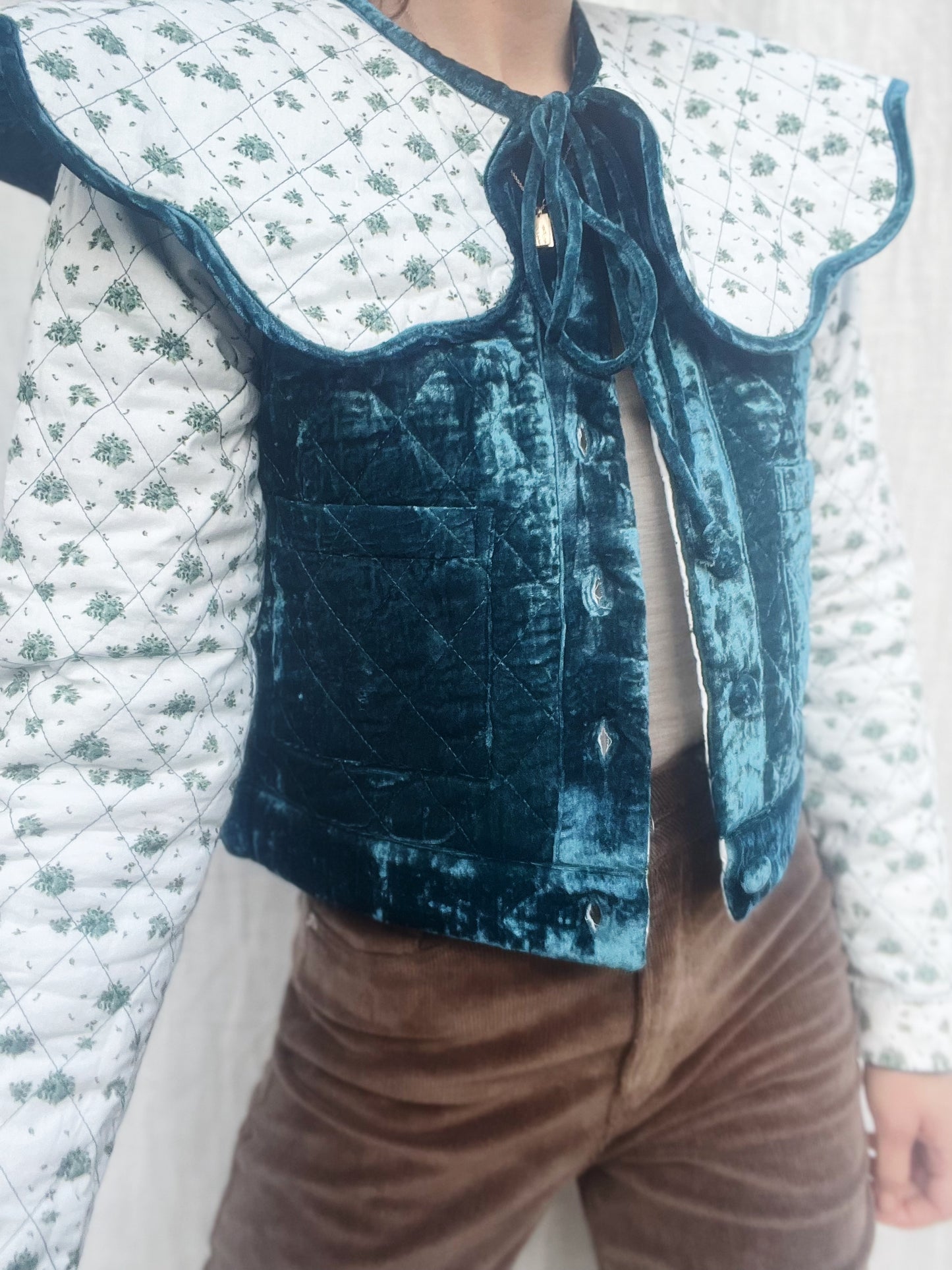 SECOND - PEMBROKE CROP REVERSIBLE QUILTED JACKET/VEST XS
