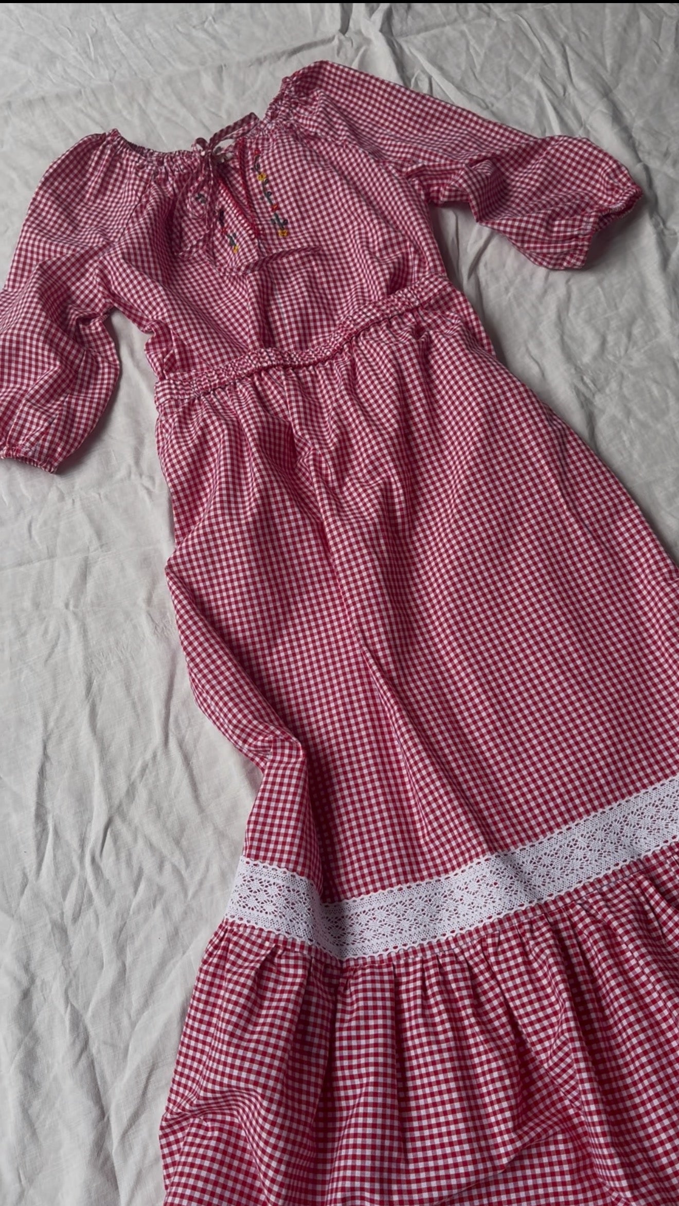 ANYA SMOCK BLOUSE RED GINGHAM