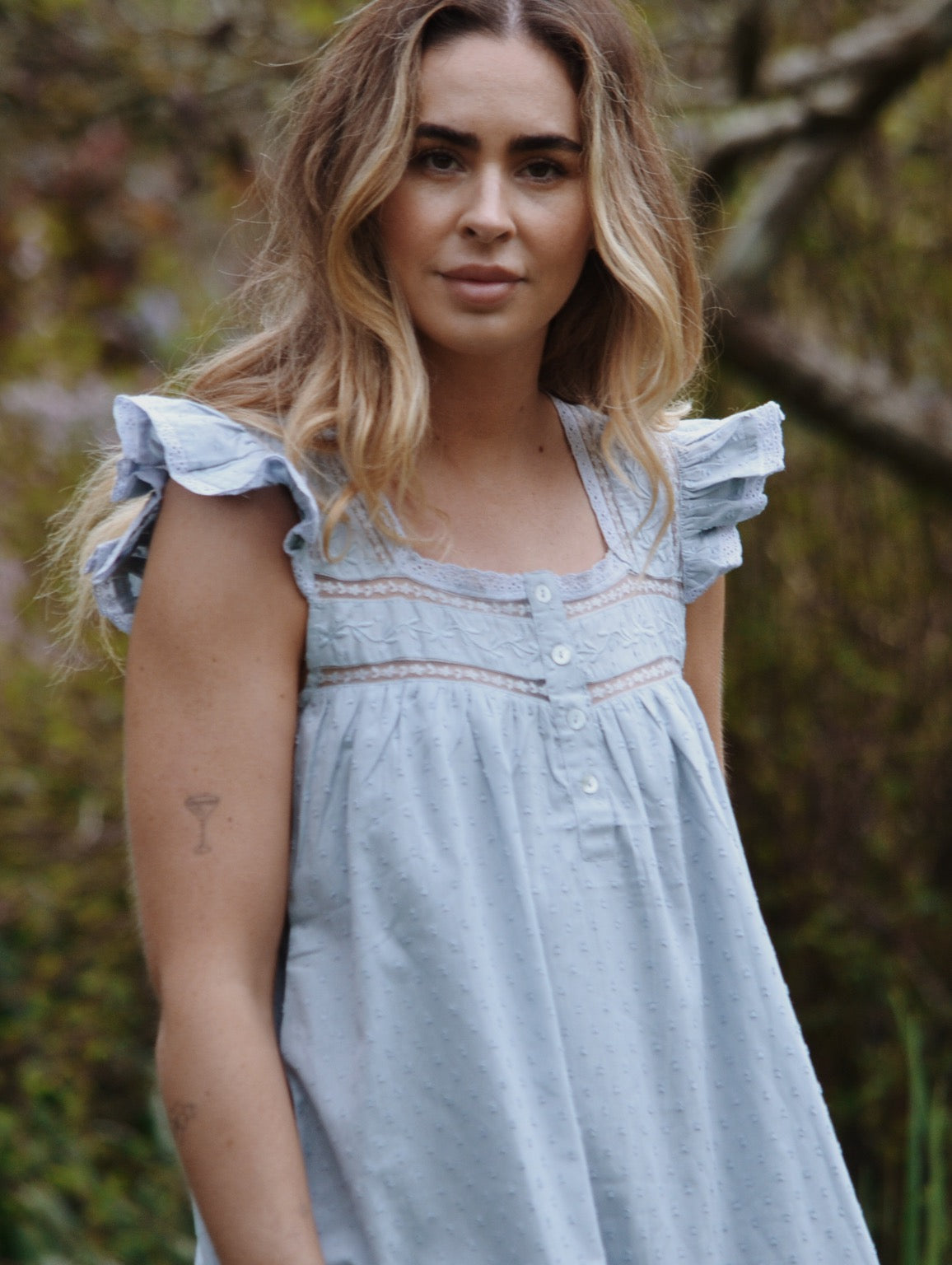 100% RECYCLED COTTON - ALICE DRESS - PASTEL BLUE