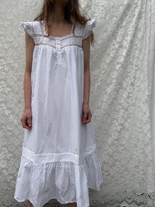 PRELOVED 100% RECYCLED COTTON - ALICE DRESS - WHITE M