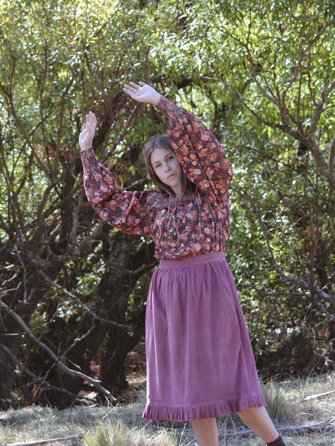 100% RECYCLED COTTON CORDUROY- BAMBI BLOUSE AUTUMNAL FLORAL