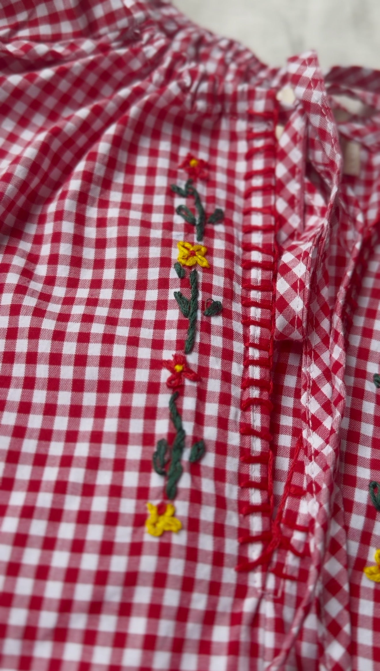 ANYA SMOCK BLOUSE RED GINGHAM