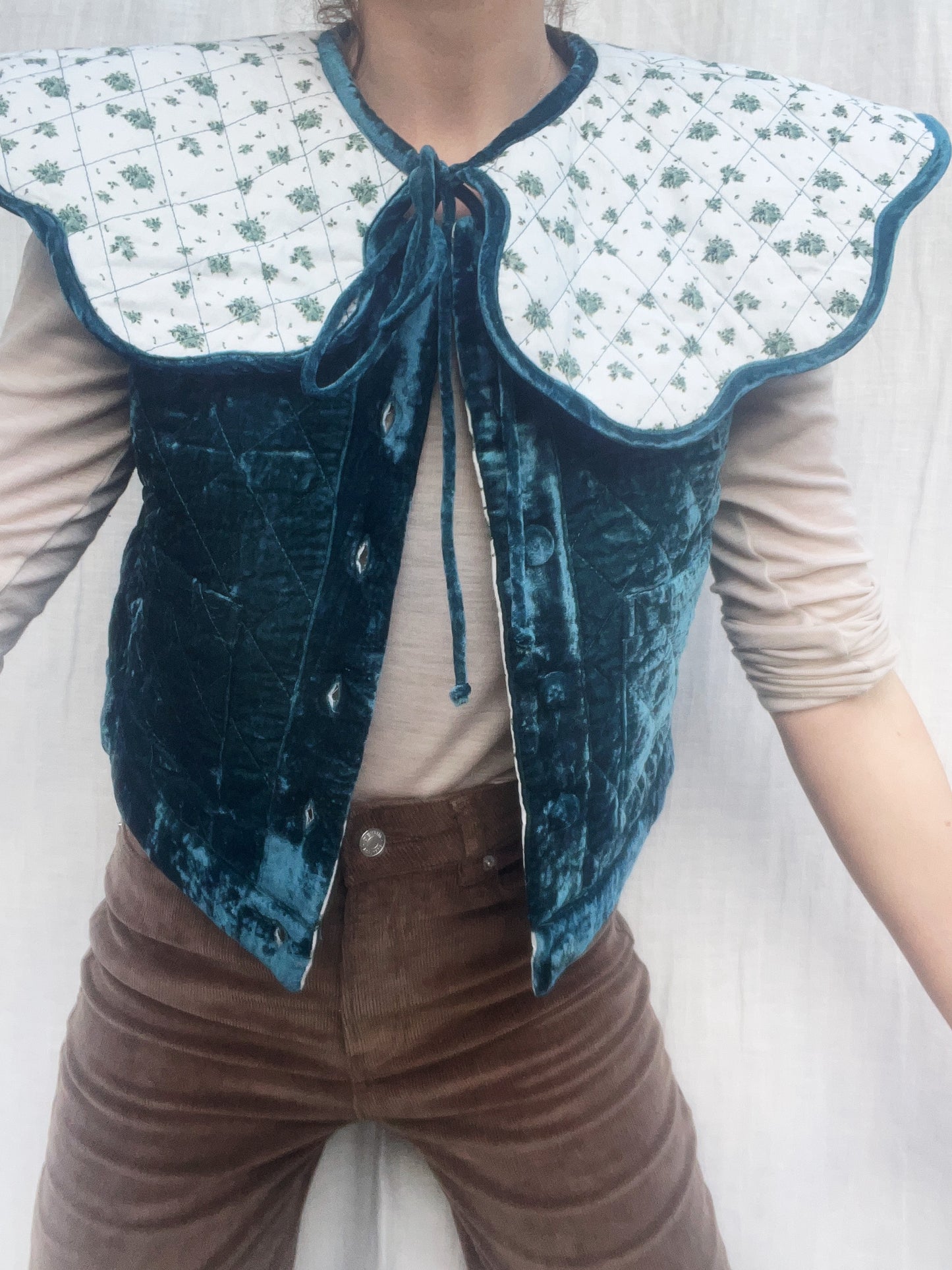 SECOND - PEMBROKE CROP REVERSIBLE QUILTED JACKET/VEST XS
