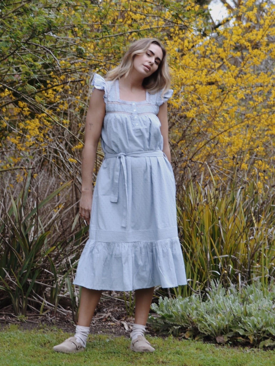 100% RECYCLED COTTON - ALICE DRESS - PASTEL BLUE