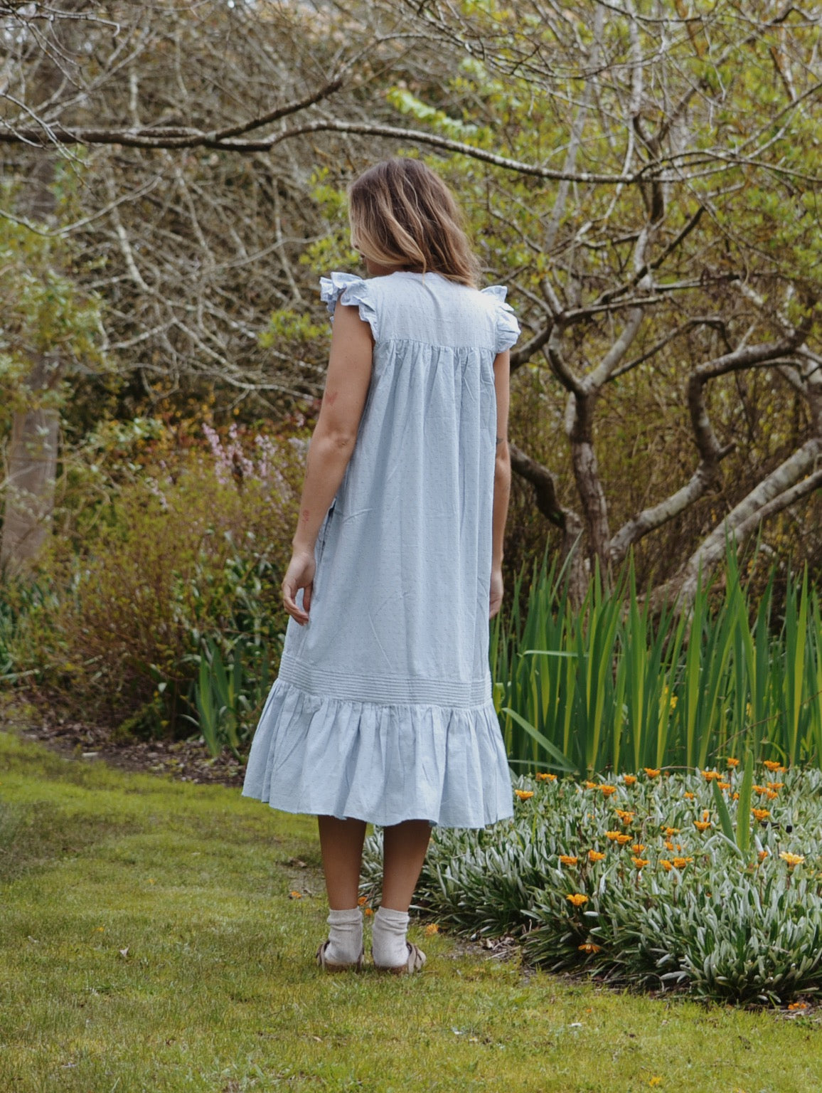 100% RECYCLED COTTON - ALICE DRESS - PASTEL BLUE