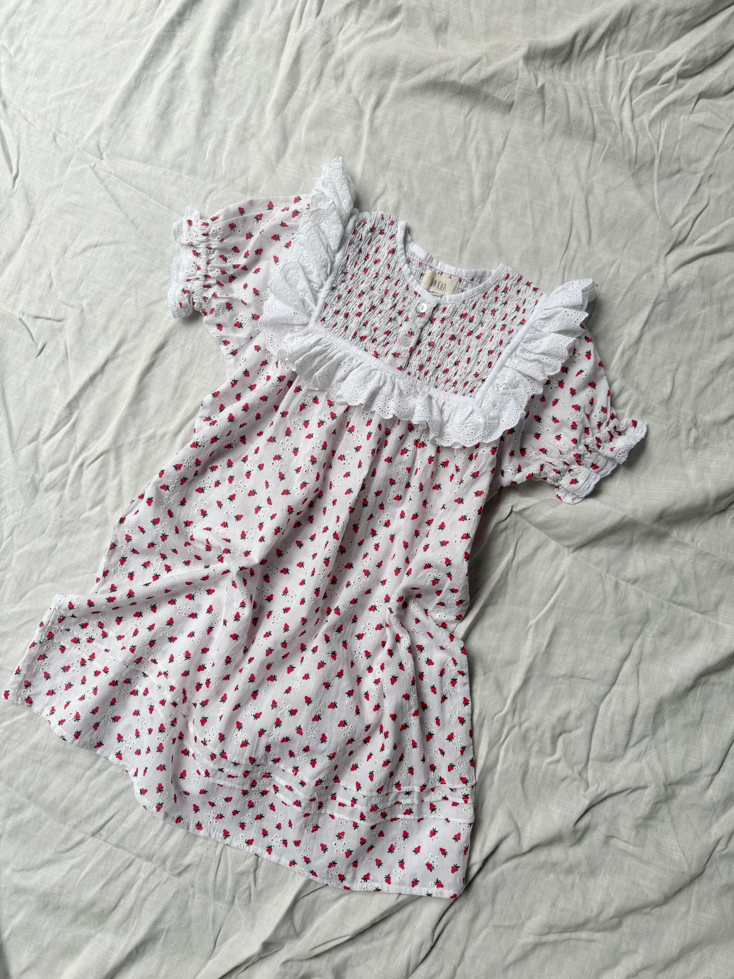 PREORDER - 100% RECYCLED COTTON - ANNABELLE GIRL'S STRAWBERRY DRESS
