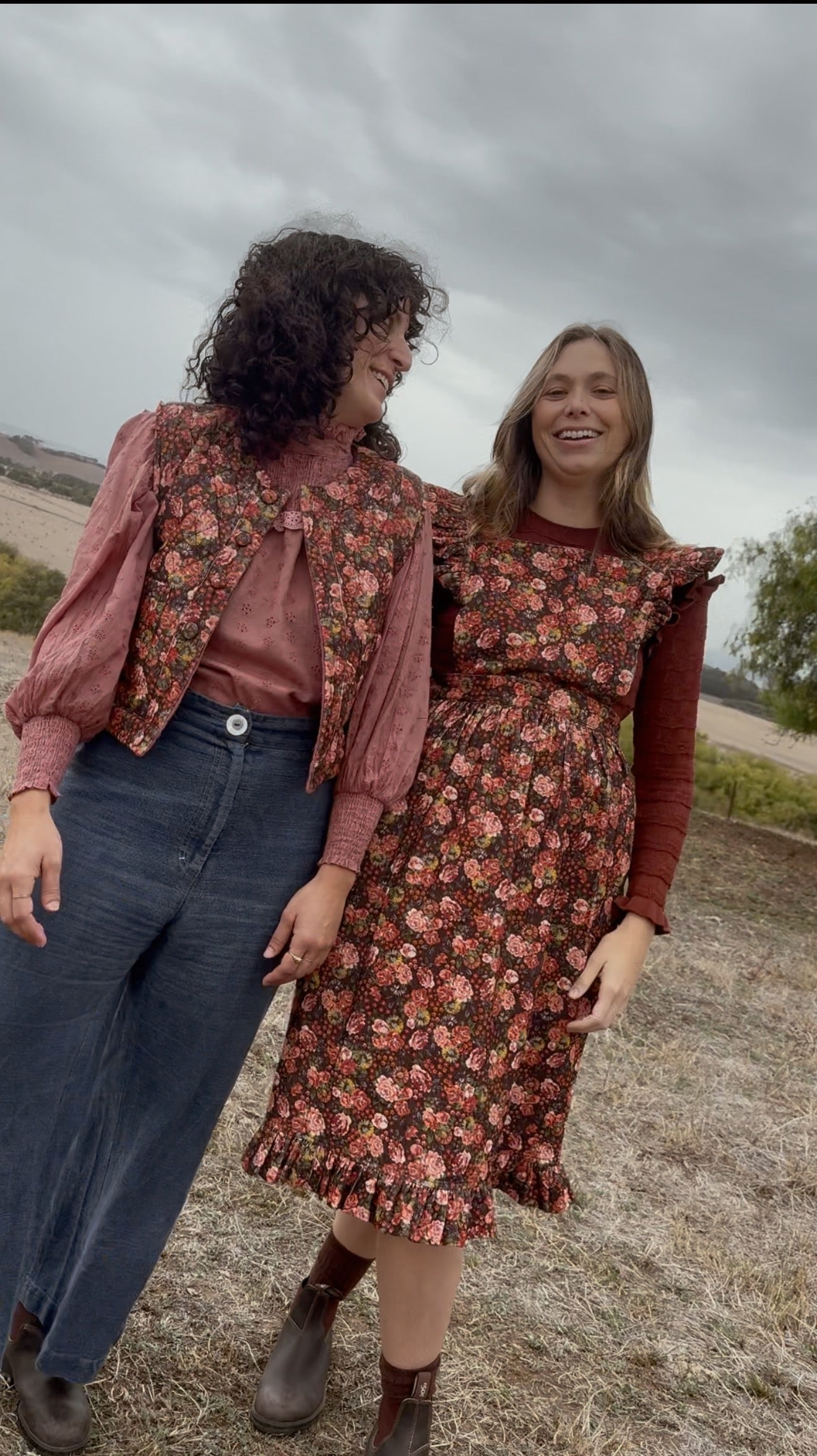 100% RECYCLED COTTON - AUTUMNAL ANOUK RUFFLE PINAFORE/SKIRT CORDUROY