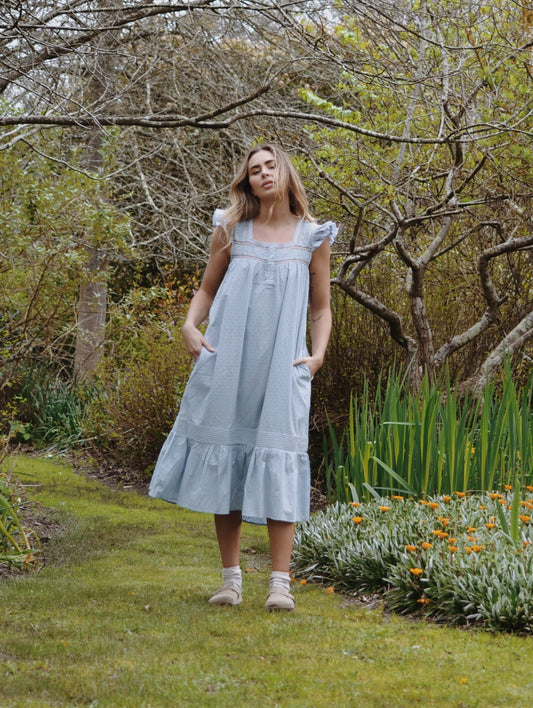 100% RECYCLED COTTON - ALICE DRESS - PASTEL BLUE