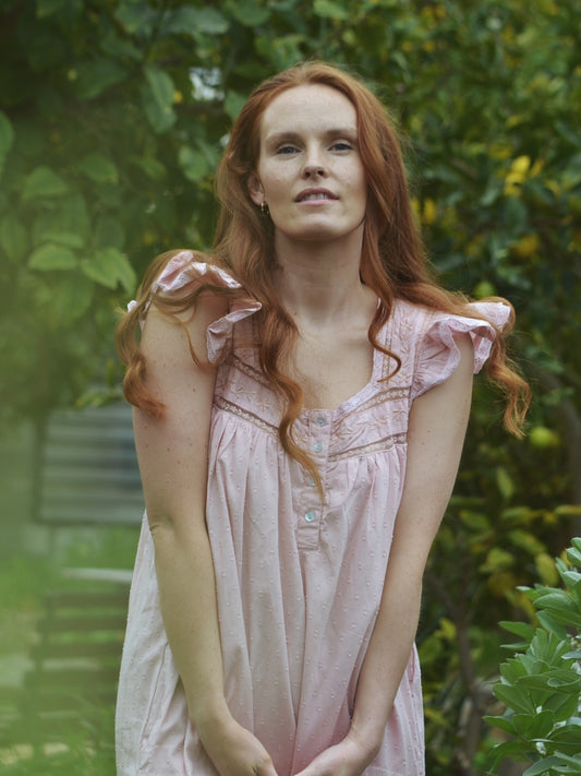 100% RECYCLED COTTON - ALICE DRESS - PASTEL PINK