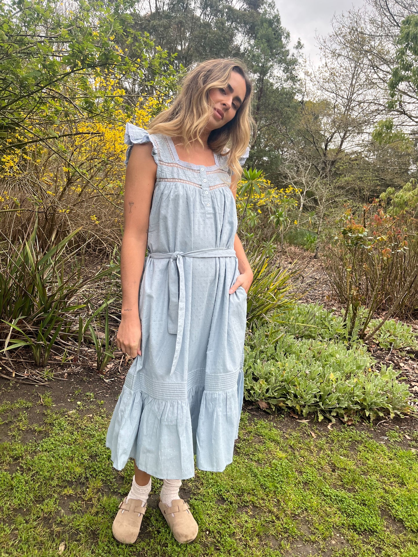 100% RECYCLED COTTON - ALICE DRESS - PASTEL BLUE