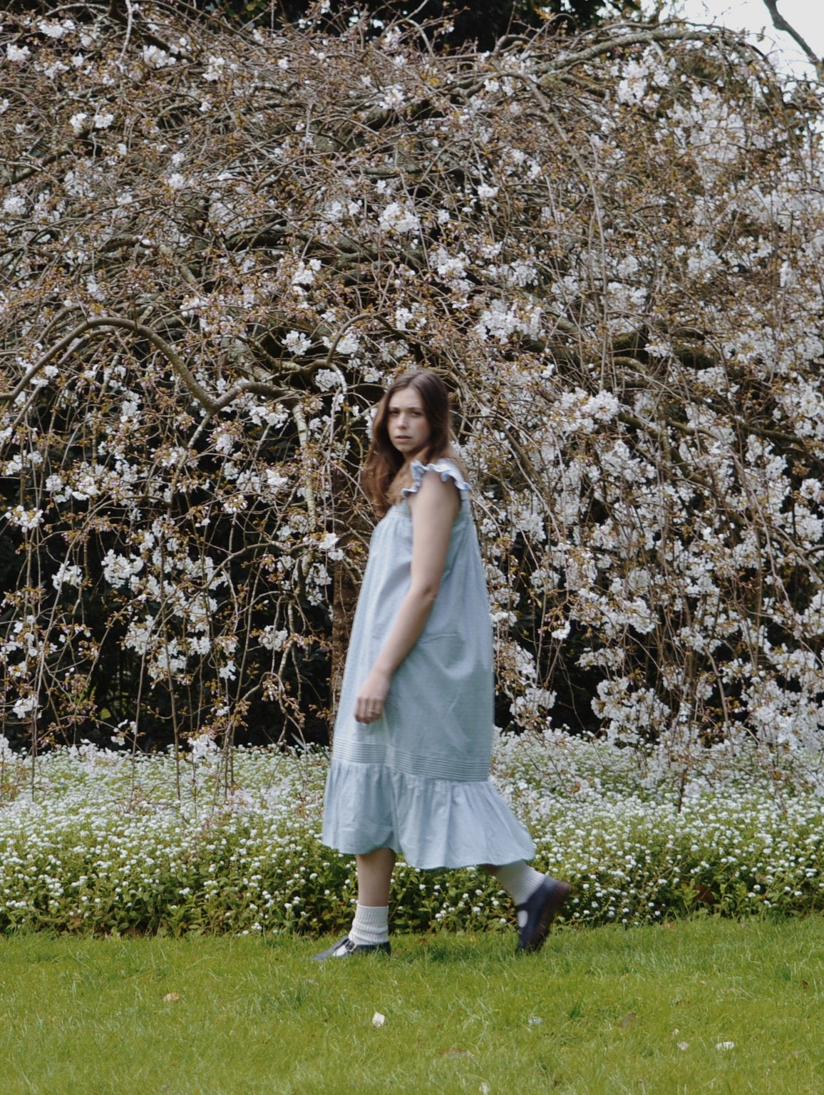 100% RECYCLED COTTON - ALICE DRESS - PASTEL BLUE