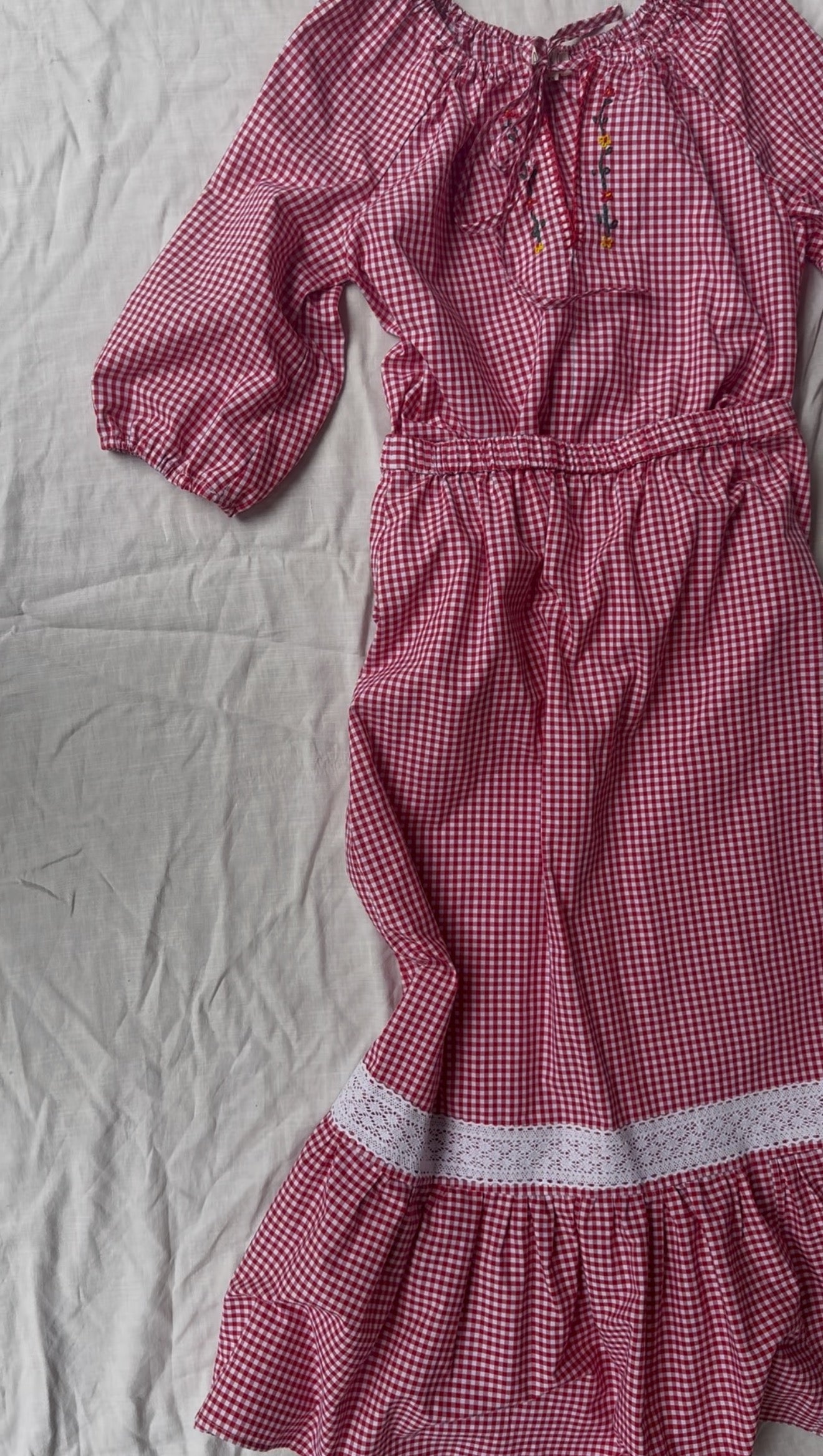 ANYA SMOCK BLOUSE RED GINGHAM