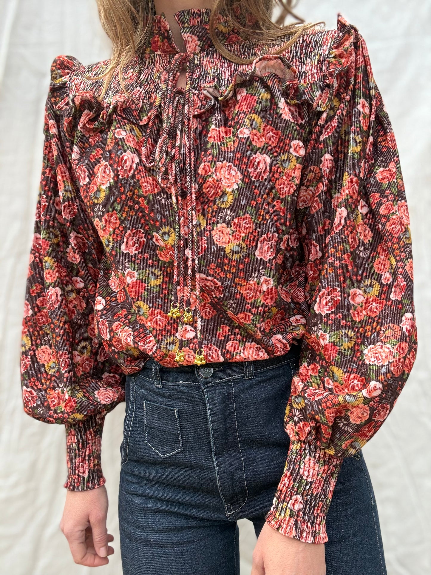 100% RECYCLED COTTON CORDUROY- BAMBI BLOUSE AUTUMNAL FLORAL