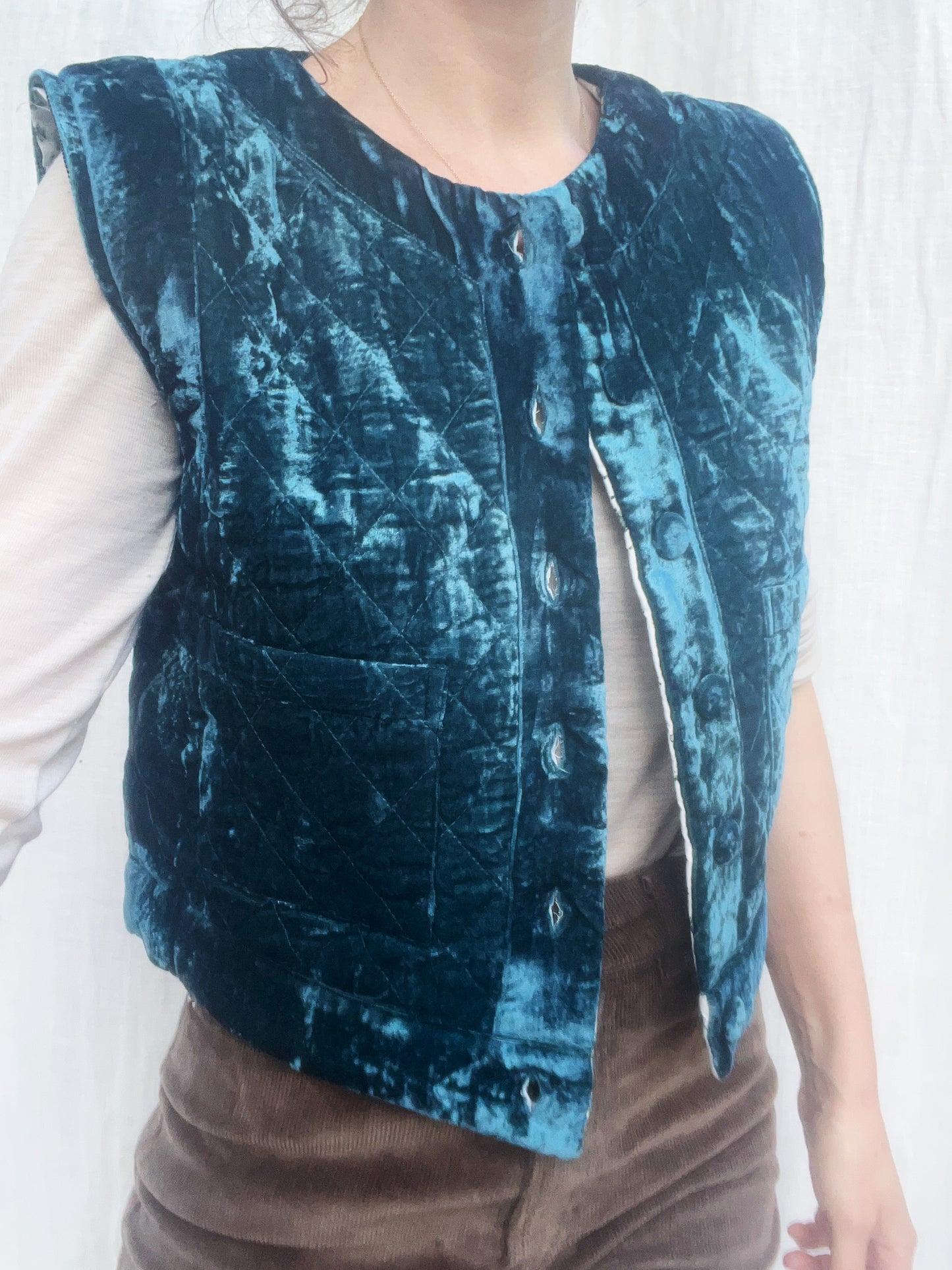 SECOND - PEMBROKE CROP REVERSIBLE QUILTED JACKET/VEST XS
