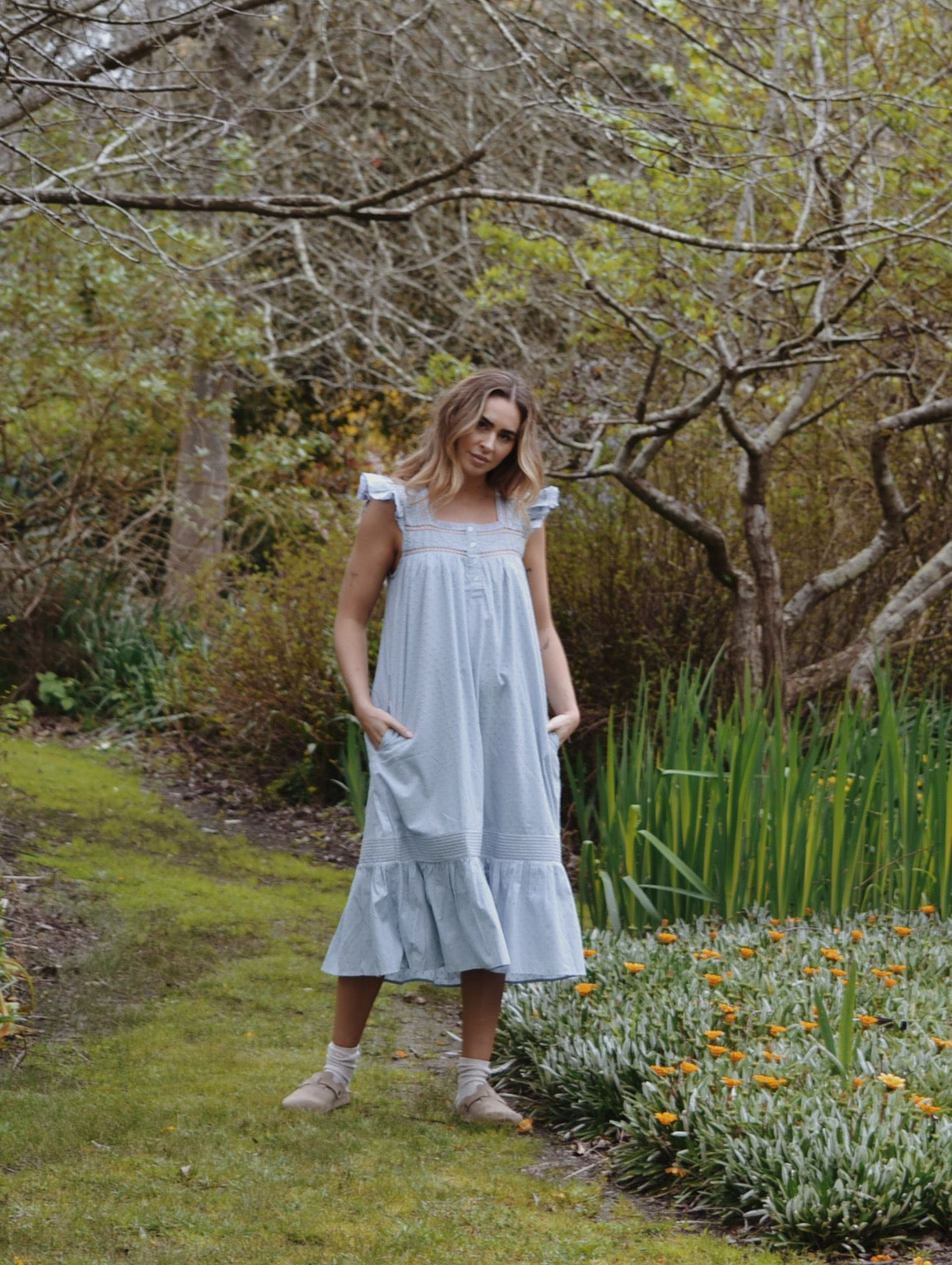 100% RECYCLED COTTON - ALICE DRESS - PASTEL BLUE