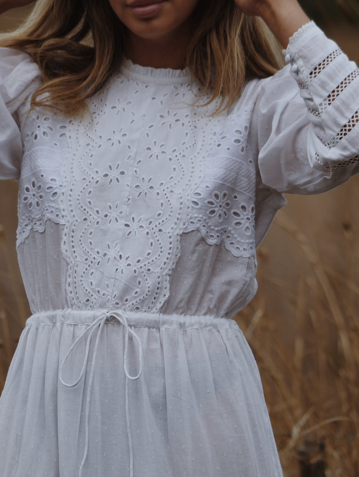 SAINSBURY COTTON LACE DRESS WHITE