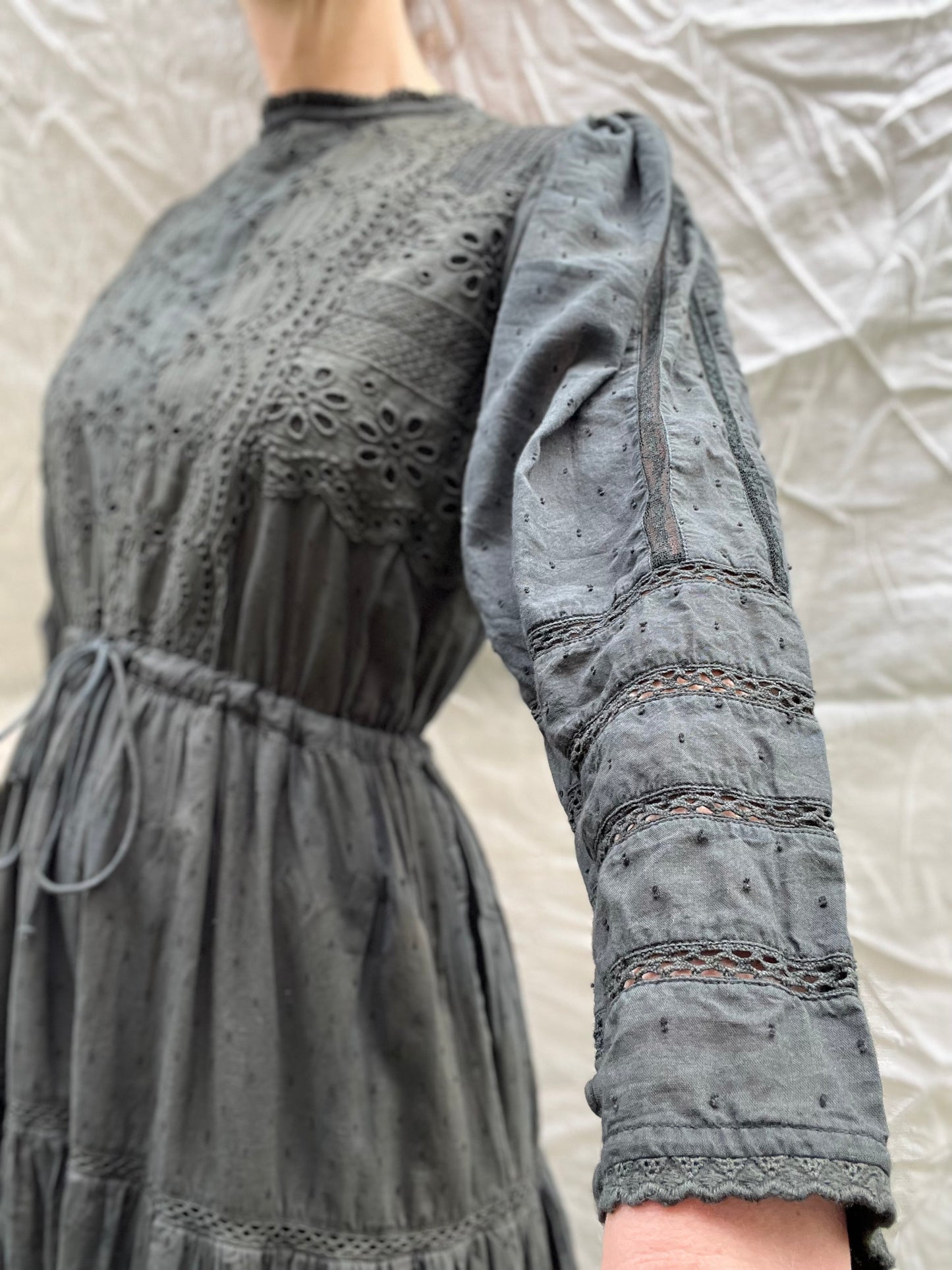 SAINSBURY COTTON LACE DRESS WASHED BLACK