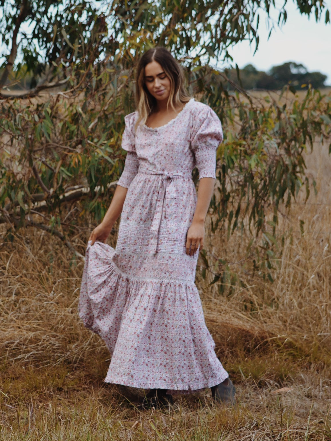 SECOND - AUGUSTINE MAXI DRESS PINK DITSY FLORAL
