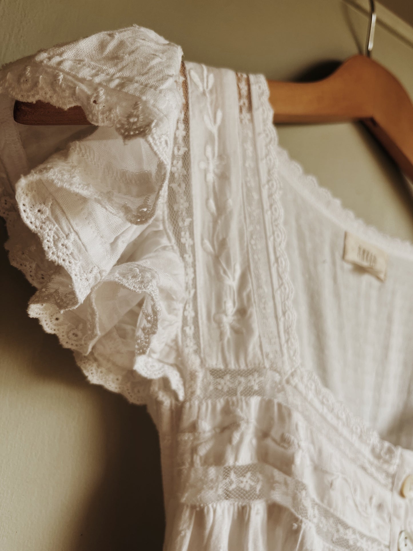1 LEFT - 100% RECYCLED COTTON - ALICE DRESS - WHITE (SHORTER STYLE)