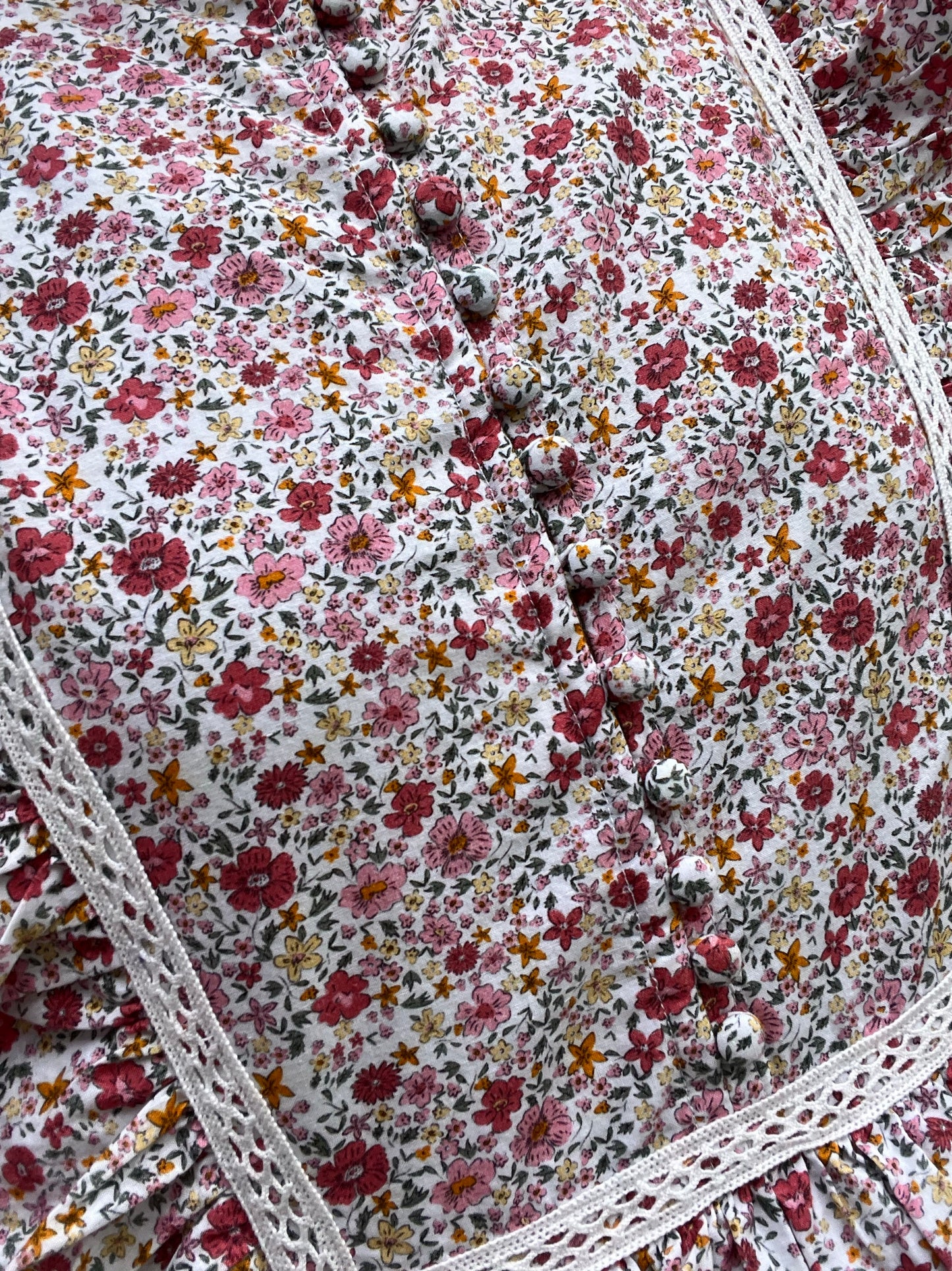 PRELOVED - 100% RECYCLED COTTON - CLARA DRESS PINK DITSY FLORAL SMALL