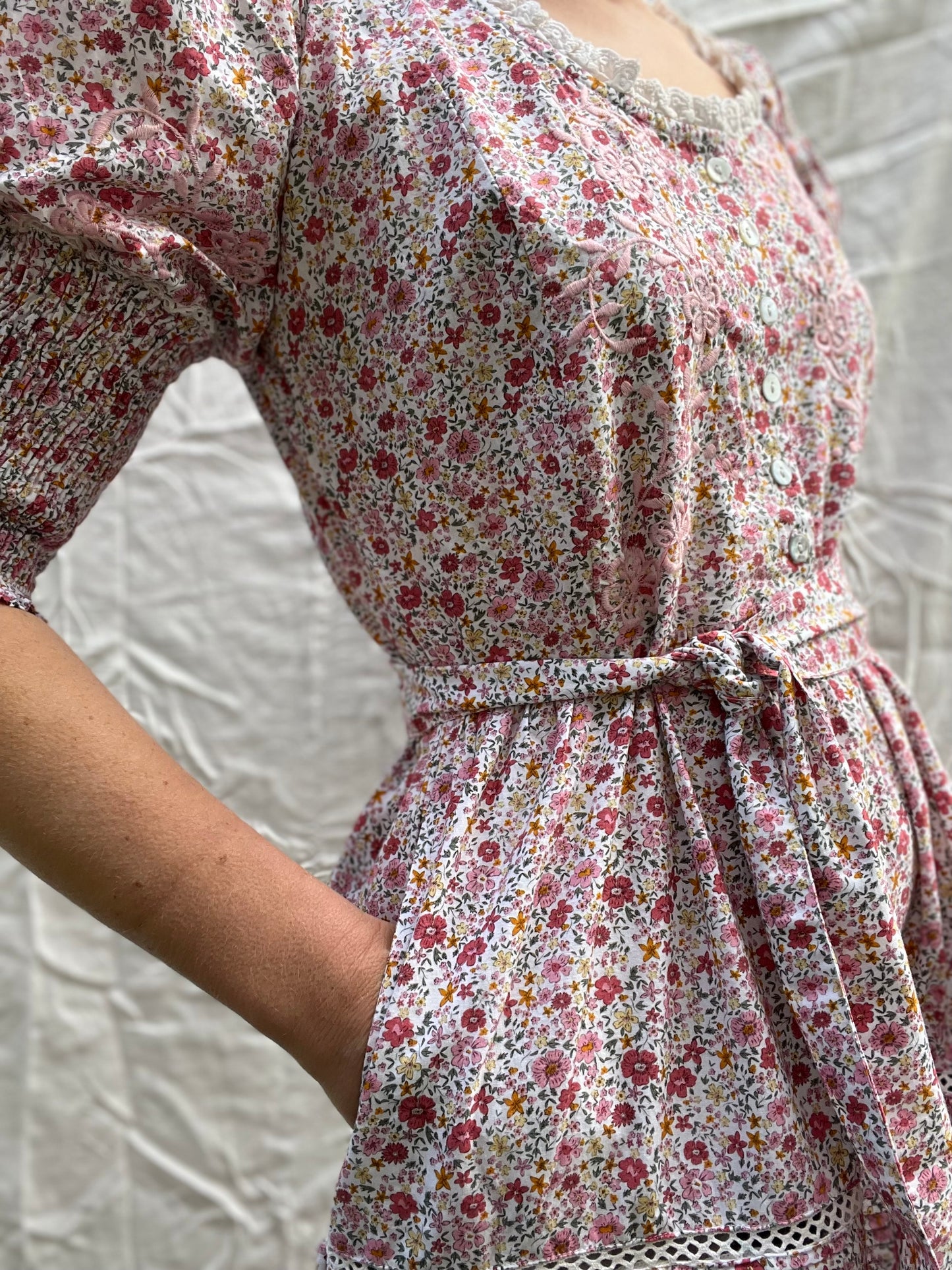 SECOND - AUGUSTINE MAXI DRESS PINK DITSY FLORAL