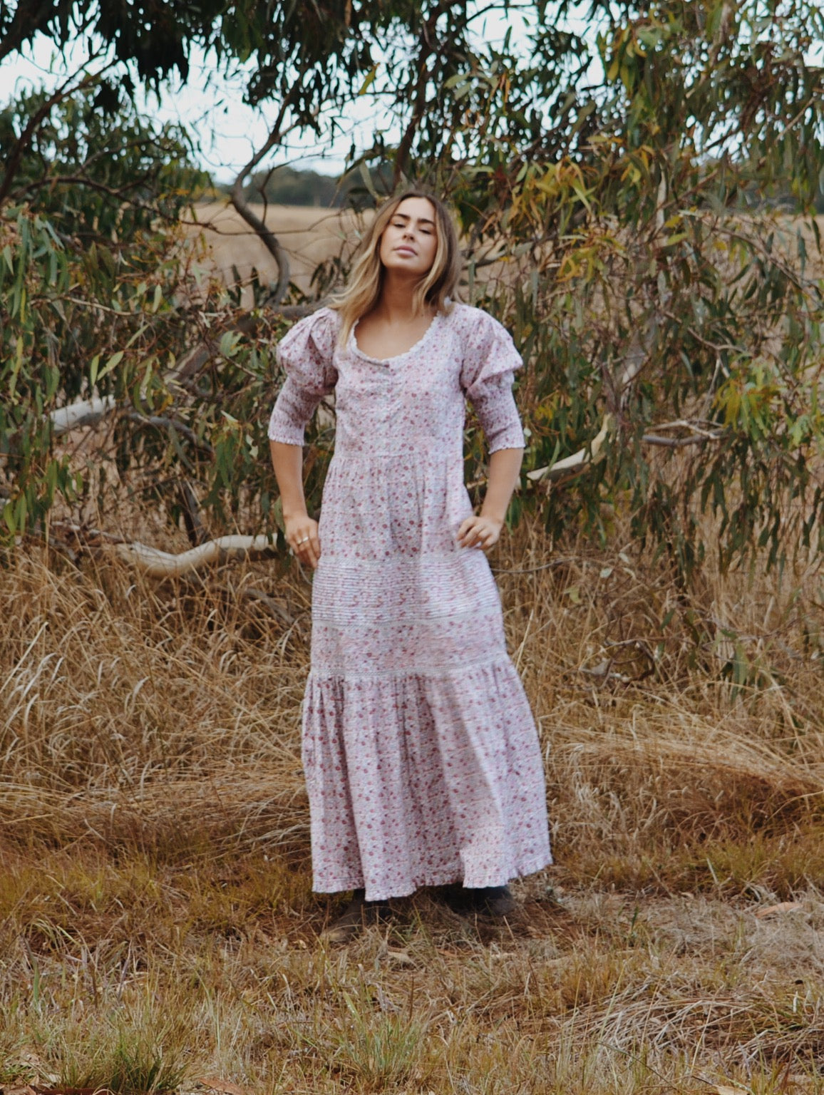 SECOND - AUGUSTINE MAXI DRESS PINK DITSY FLORAL